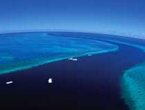 上空から見るグレートバリアリーフの青のコントラスト